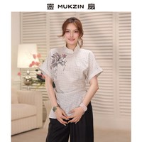 密扇 栀子花开 新中式刺绣亚麻上衣 M263JA04164101