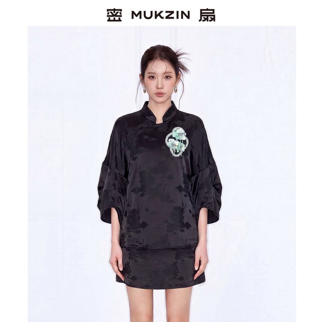 密扇 梦入江南 女士提花刺绣七分袖上衣 M263JA04223601