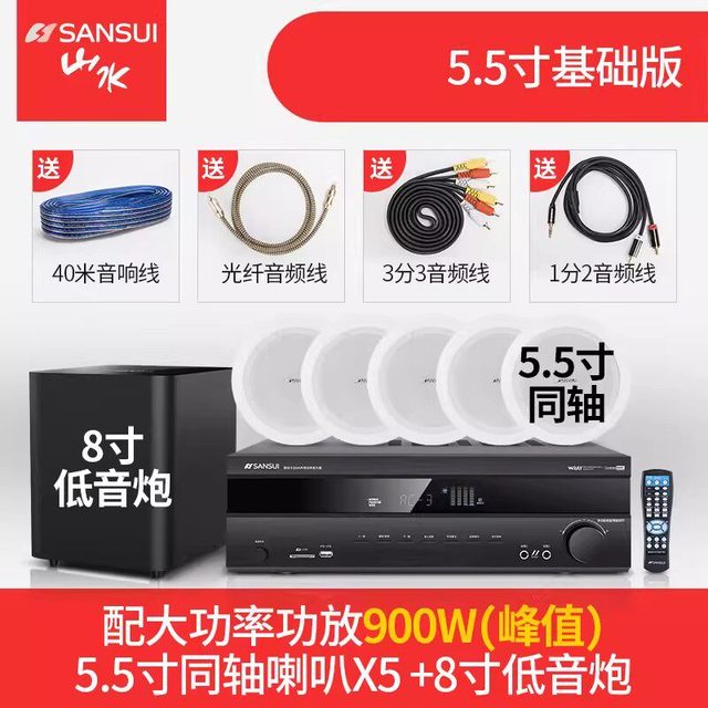 山水 T2吸顶式5.1家庭影院音响套装电视蓝牙家用客厅吊顶嵌入音箱