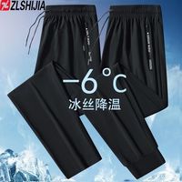 战狼世家 弹力男士冰丝夏季休闲裤速干宽松空调运动薄款长裤运动裤