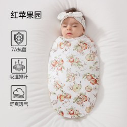 欧孕 包单初生婴儿纯棉a类新生儿宝宝抱被薄款防惊跳襁褓产房 红苹果园 85x85cm