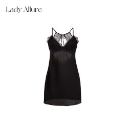 LADYALLURE 粉黛心事 女士蕾丝边露背睡裙
