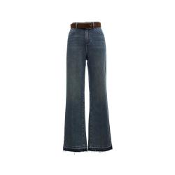 VERO MODA 牛仔裤夏高腰复古水洗毛边裤脚长裤显瘦