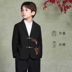 罗蒙 儿童西装套装帅气英伦礼服男童中国风西服花童演出服