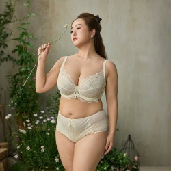 EMMA ROSE EMMAROSE大胸显小胖mm显瘦软钢圈蕾丝罩杯大码文胸女聚拢防下垂
