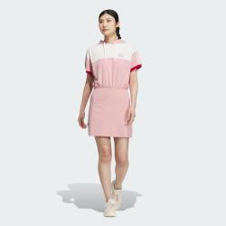 adidas 女子短袖连帽拼色连衣裙