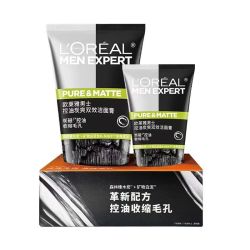 巴黎欧莱雅 欧莱雅男士专用洗面奶100ml+50ml控油炭爽双效洁面膏礼物送男友