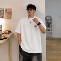 移动端：胖胖哥 男士宽松短袖T恤 拼接纯色