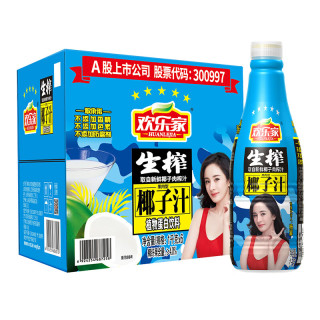 欢乐家 果肉椰汁椰子汁 1kg*6瓶 商超同款 整箱装