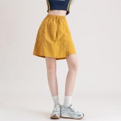 爱依莲 女士工装短裙裤薄款轻盈透气高腰A字显瘦短裤裙裤