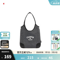 Champion 冠军托特新款大容量帆布复古慵懒通勤运动单肩包 黑色 均码
