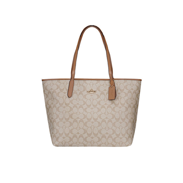 COACH 女包 经典标志双面老花双面托特包PVC磁扣款手提托特包  5696