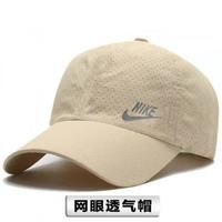 NIKE 2026夏季薄款速干男女鸭舌帽遮阳网眼户外棒球帽透气太阳帽防晒帽 卡其色网帽