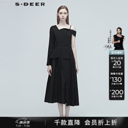 S.DEER 不规则拼接连衣裙 黑色 M