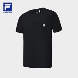 FILA 男子针织短袖衫 防晒凉感 深黑 XL 男士T恤