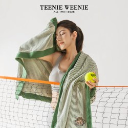TEENIE WEENIE 小熊刺绣纯棉浴巾 绿色 吸水成人毛巾
