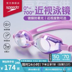速比涛 京速系列高清防雾镀膜近视泳镜 紫色 400度