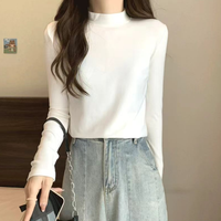 无品牌 女士半高领双面磨毛绒打底衫长袖T恤秋冬