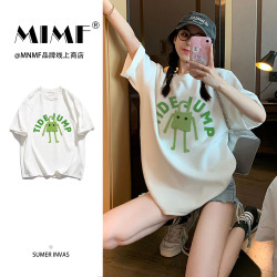 mnmf小众设计感宽松圆领纯棉短袖T恤洋气减龄打底衫女内搭#T5237