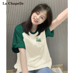拉夏贝尔 韩版洋气短袖女款爆款2026新款大码女装正肩半袖T恤上衣X