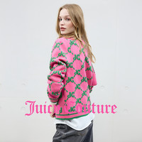 JuicyCouture橘滋莓莓下午茶提花圆领毛衣欧美风长袖早春漂亮衣服