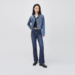 Lee 25春夏修身显瘦高腰深蓝色女牛仔裤潮流