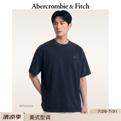 Abercrombie & Fitch 经典小麋鹿图案美式纯棉重磅短袖T恤26夏秋男装
