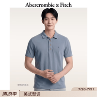 Abercrombie & Fitch 经典小麋鹿图案白色多色亚麻混纺POLO衫26夏秋男装
