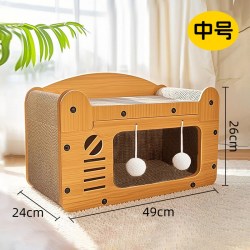 一人二宠 猫窝猫抓板四季通用窝猫屋封闭安全感耐磨不掉屑一体别墅猫咪玩具