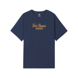 Levi's 美式复古印花针织短袖T恤 深蓝色 M