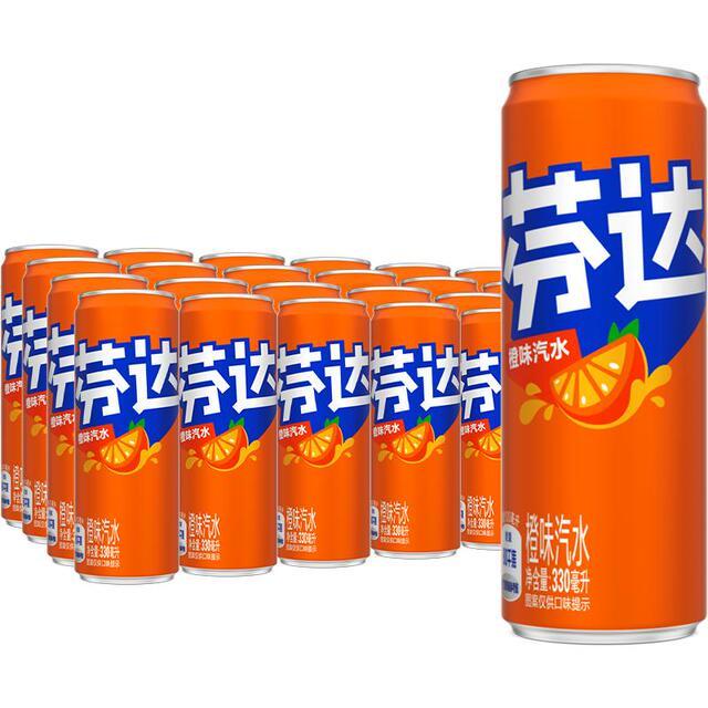 88VIP：芬达 含汽饮料橙味汽水330ml*24罐