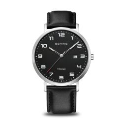 BERING 【破价】BERING 男士手表 石英运动 - 钛系列 带钛和蓝宝石玻璃 18640-402, 银色, 钛