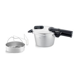 【破价】Fissler 菲仕乐 Vitaquick 优质/压力锅(2.5 升,直径 18 厘米)带插入物,不锈钢压力锅,2 个烹饪级别,德国制造,电磁炉