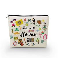 YULUENZE Take Me To Hawaii 化妆包夏威夷旅行礼品小号帆布收纳袋带拉链夏威夷化妆包旅行礼物送给女性朋友家人,asnt0703, asnt0703