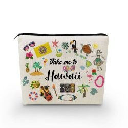 YULUENZE Take Me To Hawaii 化妆包夏威夷旅行礼品小号帆布收纳袋带拉链夏威夷化妆包旅行礼物送给女性朋友家人,asnt0703, asnt0703
