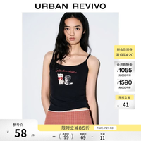 UR UR2026夏季新款女装时尚萌宠印花修身超短吊带背心UYY460232+ 藏青 XS