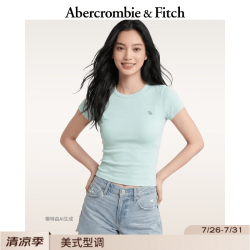 Abercrombie & Fitch 经典小麋鹿图案纯棉修身短袖T恤上衣26夏秋女装