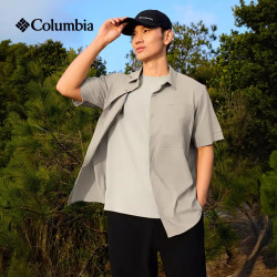 Columbia 2026春夏新品户外男UPF100防晒吸干爽湿速干短袖翻领衬衫