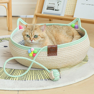 瓜洲牧 藤猫抓板自嗨球一体 棉绳耐抓 S-小型 猫窝