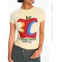 CryingCenter 3c手绘苹果正肩修身彩色短袖