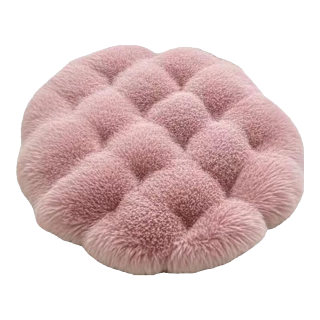 泰格宠物 圆形兔毛泡泡绒防滑垫 皮粉色 直径45cm 猫狗窝