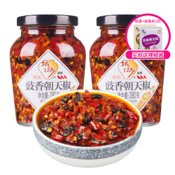 坛坛乡 拌饭剁辣椒 豉香蒜香 朝天椒 湖南特产 辣椒酱 280g 2瓶
