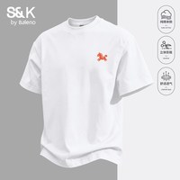 班尼路 S&K短袖t恤男夏季纯棉白色上衣服半袖潮流小马打底衫男款A