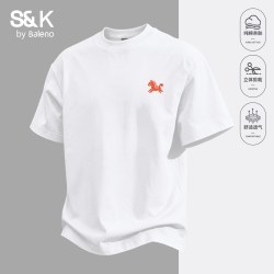 班尼路 S&K短袖t恤男夏季纯棉白色上衣服半袖潮流小马打底衫男款A