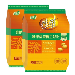 维维 减糖豆奶粉 660g*2袋 无添加蔗糖 非转基因大豆+赠两条豆奶粉32g/25g