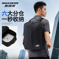 斯凯奇 运动健身休闲双肩电脑包 黑色