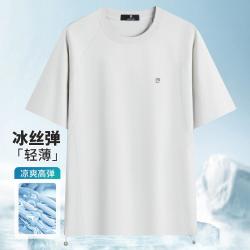 皮尔·卡丹 26夏插肩宽松轻薄圆领男款拼接短袖T恤