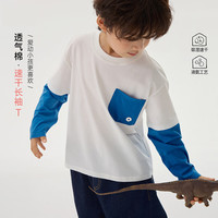 Q21 60支棉男女童撞色长袖圆领假两件吸湿T恤