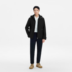 AIGLE 男士夹克外套防风透汽抗水软壳衣春夏黑色法式上衣AZ54