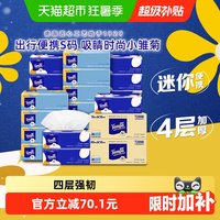 88VIP：得宝 mini系列 小雏菊抽纸 4层*80抽*36包(195*133mm)